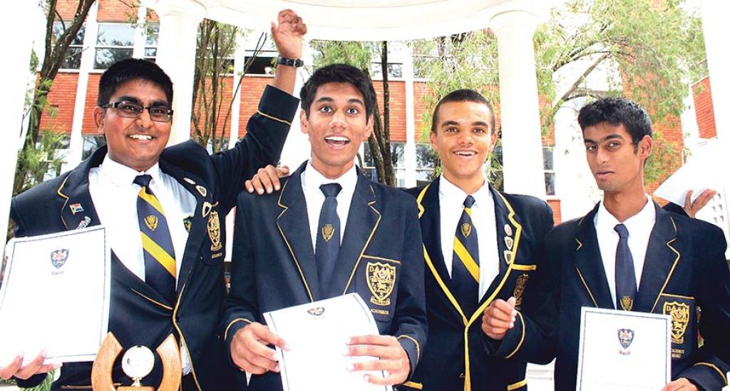 l r grade 11 nikyle bisseru 1st taahir patel 2nd brandon douwie 2nd tharan pillay 3rd